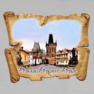 Praha - Mostecká brána - magnet pergamen