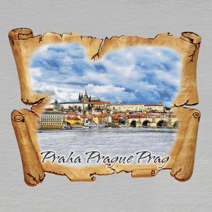 Praha - Hradčany s Vltavou den - magnet pergamen