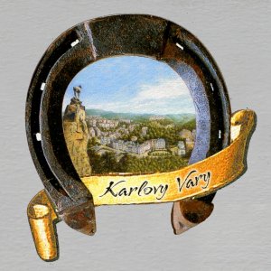 Karlovy Vary - Panorama - magnet podkova