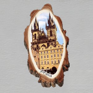 Praha - Týnský chrám 3 - magnet kůra dvojitý