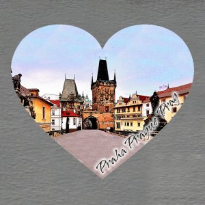 Praha - Mostecká brána - magnet srdce