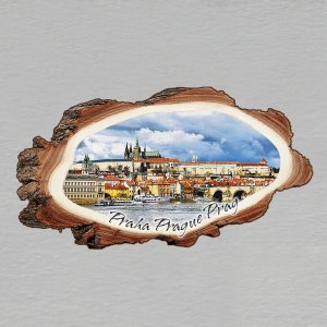 Praha - Hradčany s Vltavou den - magnet kůra