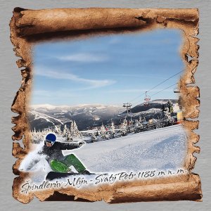 Špindlerův Mlýn - Svatý Petr - snowboardista zelený - magnet papyrus