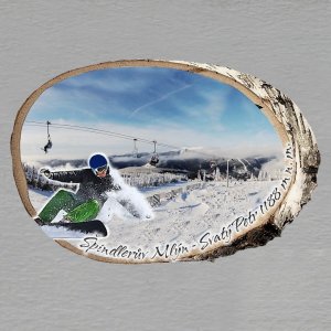 Špindlerův Mlýn - Svatý Petr - snowboardista zelený - magnet bříza