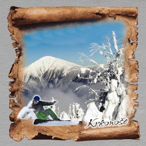 Krkonoše - snowboardista zelený - magnet papyrus