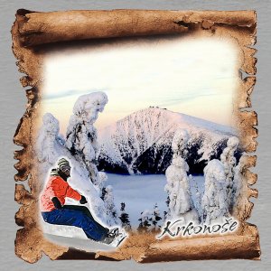 Krkonoše - snowboardista červený - magnet papyrus