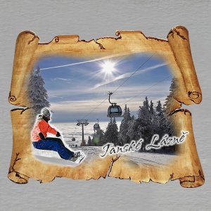 Janské Lázně - snowboardista - magnet pergamen