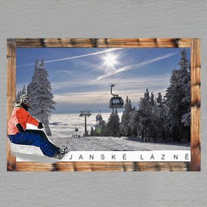 Janské Lázně - snowboardista - magnet C6 rám dvojitý