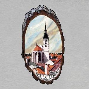 Jindřichův Hradec - Kostel - magnet kůra ovál