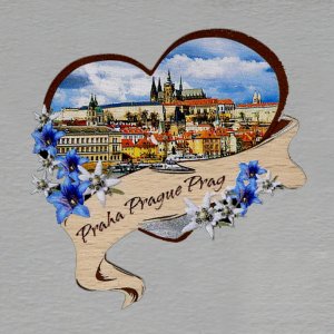 Praha - Hradčany - magnet srdce kytky modré