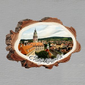 Český Krumlov 6 - magnet kůra malá - barva