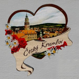 Český Krumlov 6 - magnet srdce kytky červené