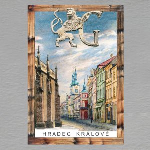 Hradec Králové - Námestí + znak - magnet C6 rám dvojitý