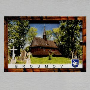 Broumov - Hřbitovní kostel panny Marie - magnet C6 rám dvojitý