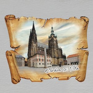 Praha - Chrám Sv. Víta - magnet pergamen