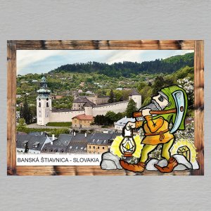 Banská Štiavnica - permoník - magnet C6 rám dvojitý