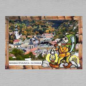 Banská Štiavnica - permoník - magnet C6 rám dvojitý