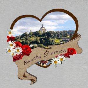 Banská Štiavnica -magnet srdce kytky červené