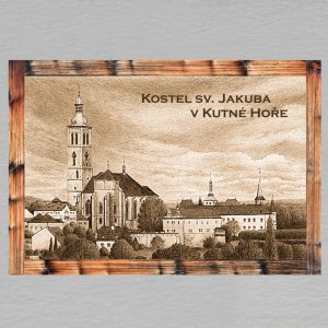 Kutná Hora - Kostel sv. Jakuba - magnet C6 rám - sépie