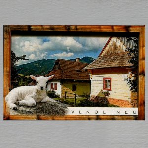 Vlkolínec - ovce - magnet C6 rám dvojitý