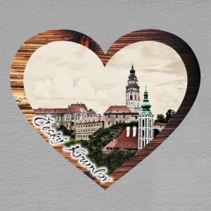 Český Krumlov - magnet srdce rám