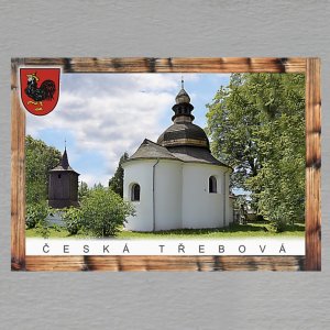 Česká Třebová - erb - magnet C6 rám dvojitý barva