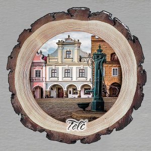 Telč - magnet kůra kulatý 6 cm