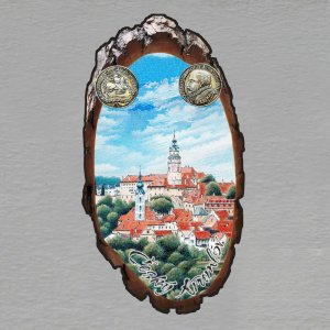 Český Krumlov - zámek, mince - magnet kůra ovál