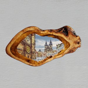 Praha - Týnský chrám a orloj - magnet oliva ovál