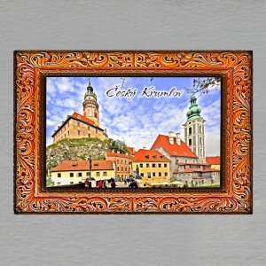 Český Krumlov - magnet C6 rám reliéf dvojitý