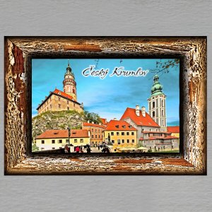 Český Krumlov - magnet C6 rám starý dvojitý