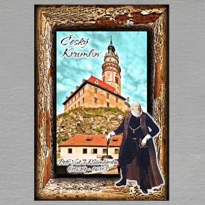 Český Krumlov - magnet C6 rám starý - dvojitý