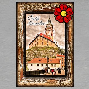 Český Krumlov - magnet C6 rám starý - dvojitý