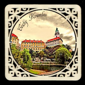 Český Krumlov - podtácek laser - hranatý -  prořezávaný