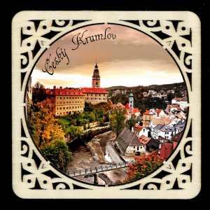 Český Krumlov - podtácek laser - hranatý -  prořezávaný