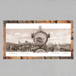 Praha - Panorama + orloj - magnet DL rám