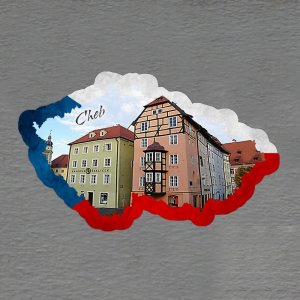 Cheb - magnet rám vlajka