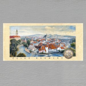 Český Krumlov - Panorama + pečeť - pohled DL - barva