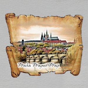 Praha - Hradčany - magnet mini pergamen