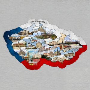 Prachovské skály - magnet mapa ČR rám vlajka