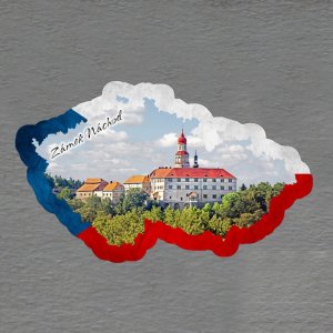 Náchod - Zámek - magnet mapa rám vlajka