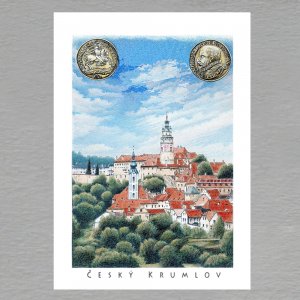 Český Krumlov - Zámek, mince - pohled C6 -sépie