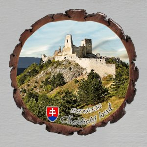 Čachtický hrad - znak - Slovakia - magnet kůra kulatá