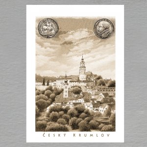 Český Krumlov - Zámek, mince - pohled C6 - sépie