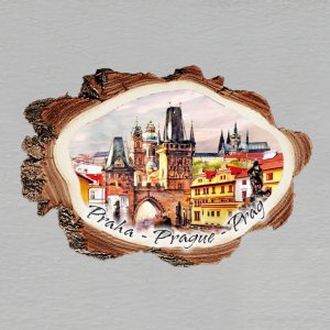 Praha - Mostecká brána - magnet kůra malá