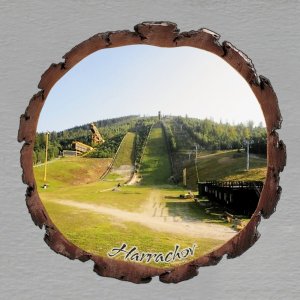 Harrachov - můstky - magnet kůra kulatá