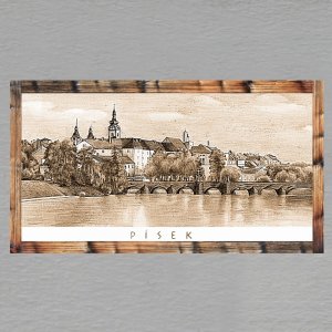 Písek - Panorama - magnet DL rám - sépie