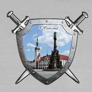 Olomouc - magnet štít s meči