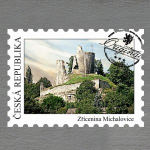 Michalovice - zřícenina - magnet známka