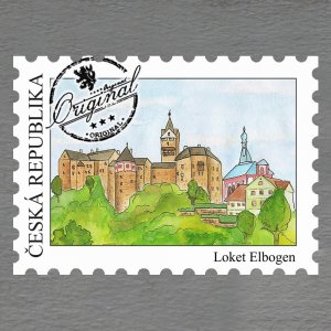 Loket - Elbogen - kreslený - magnet známka